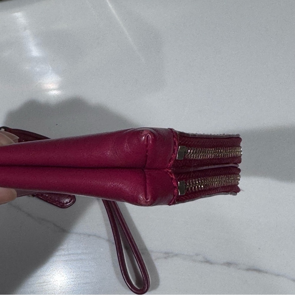 Coach • Wristlet Wallet • Red/Burgundy • Corner Zipper - Picture 9 of 15